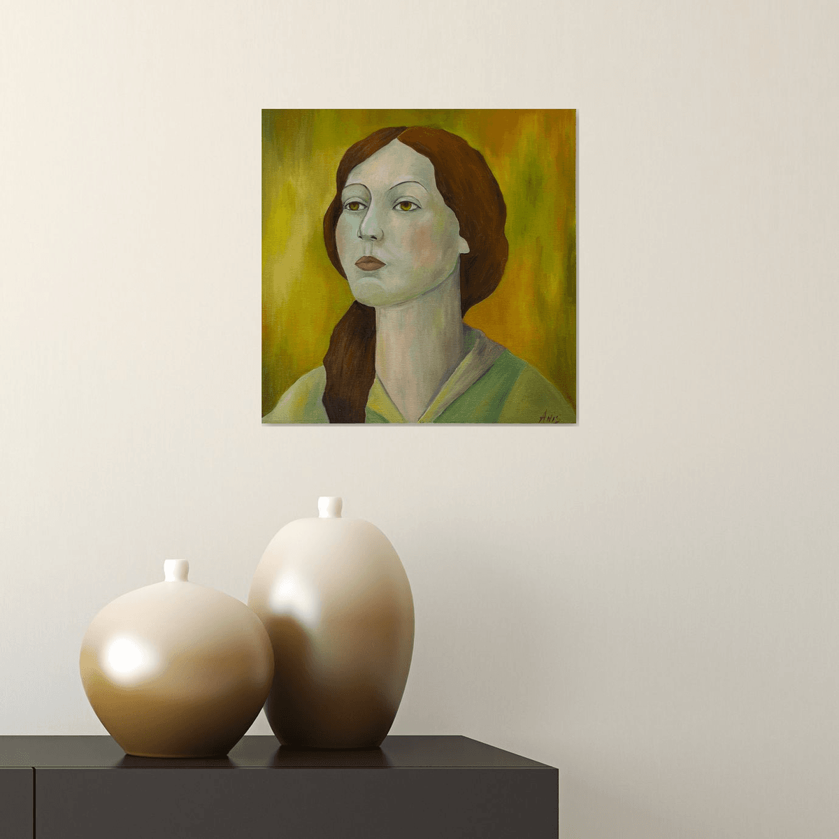 Femme au foulard vert