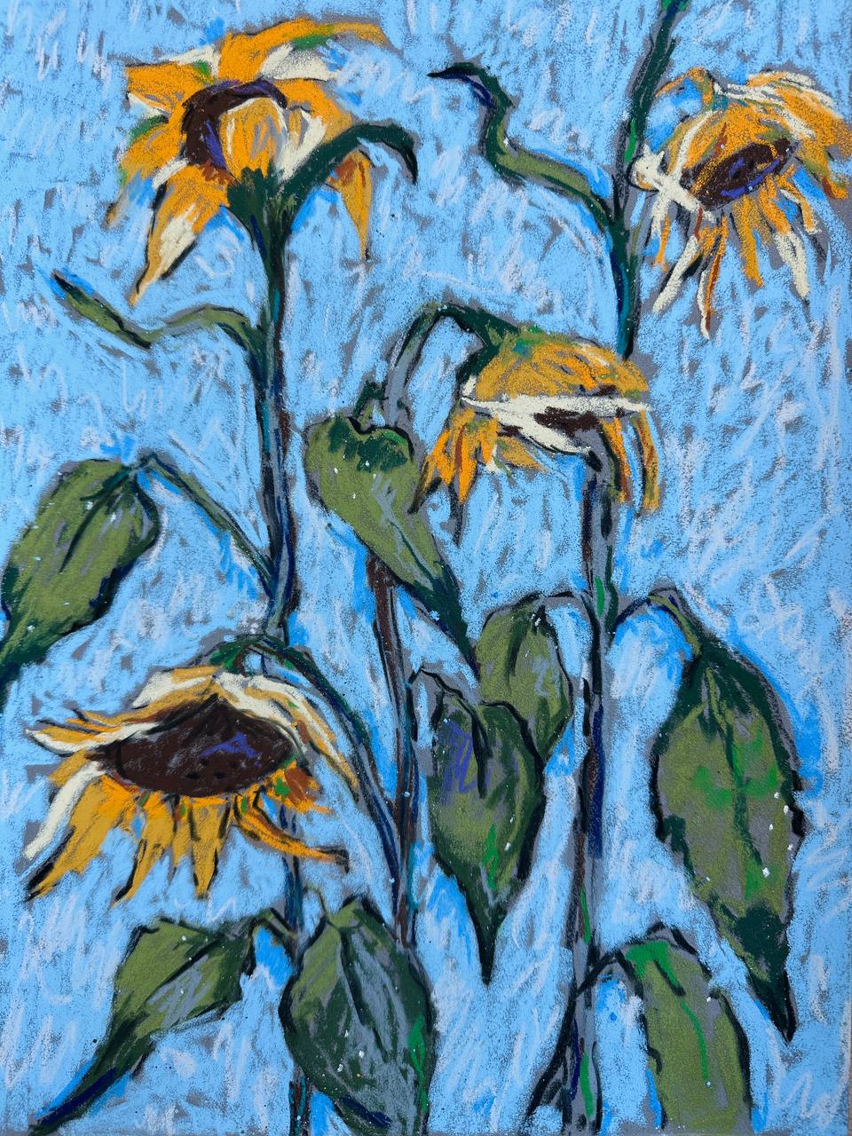 Sunflowers on Blue