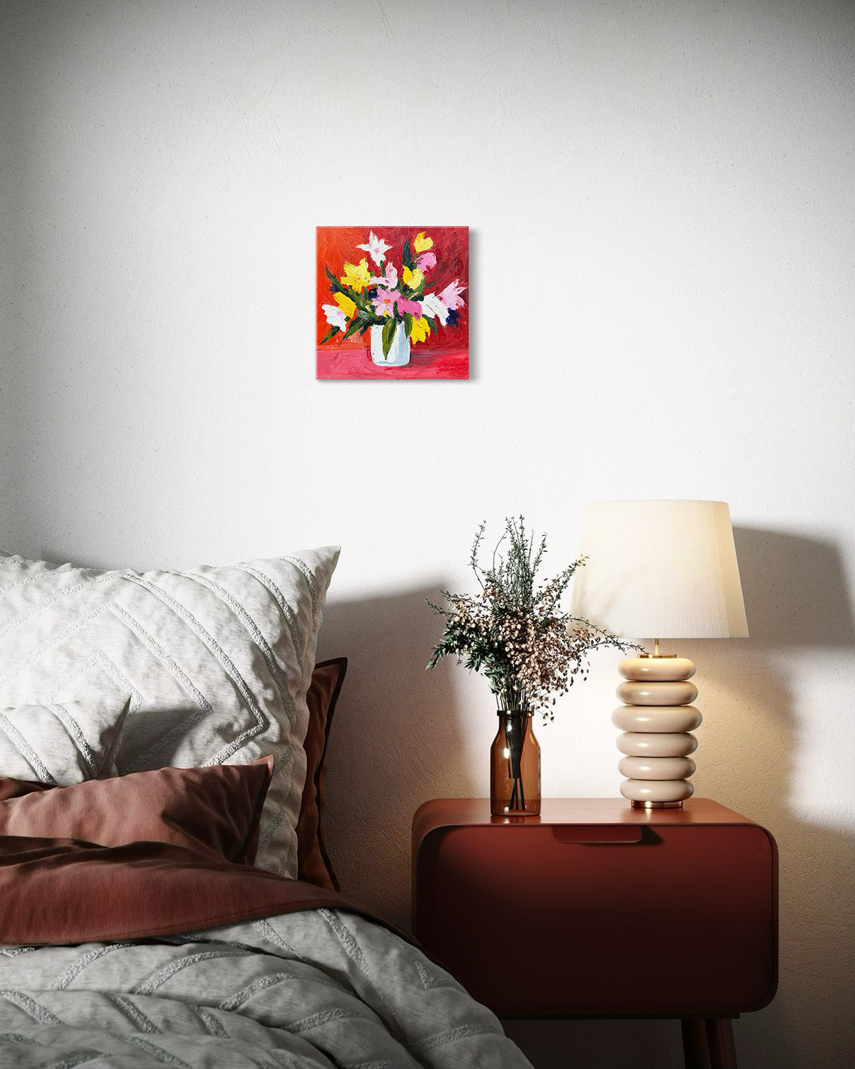 Flowers on a Red Background