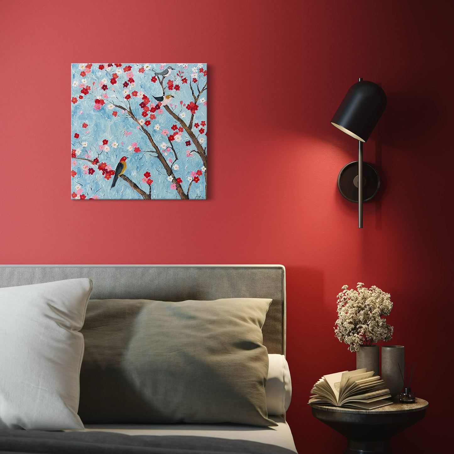 Blooming Tree and Birds