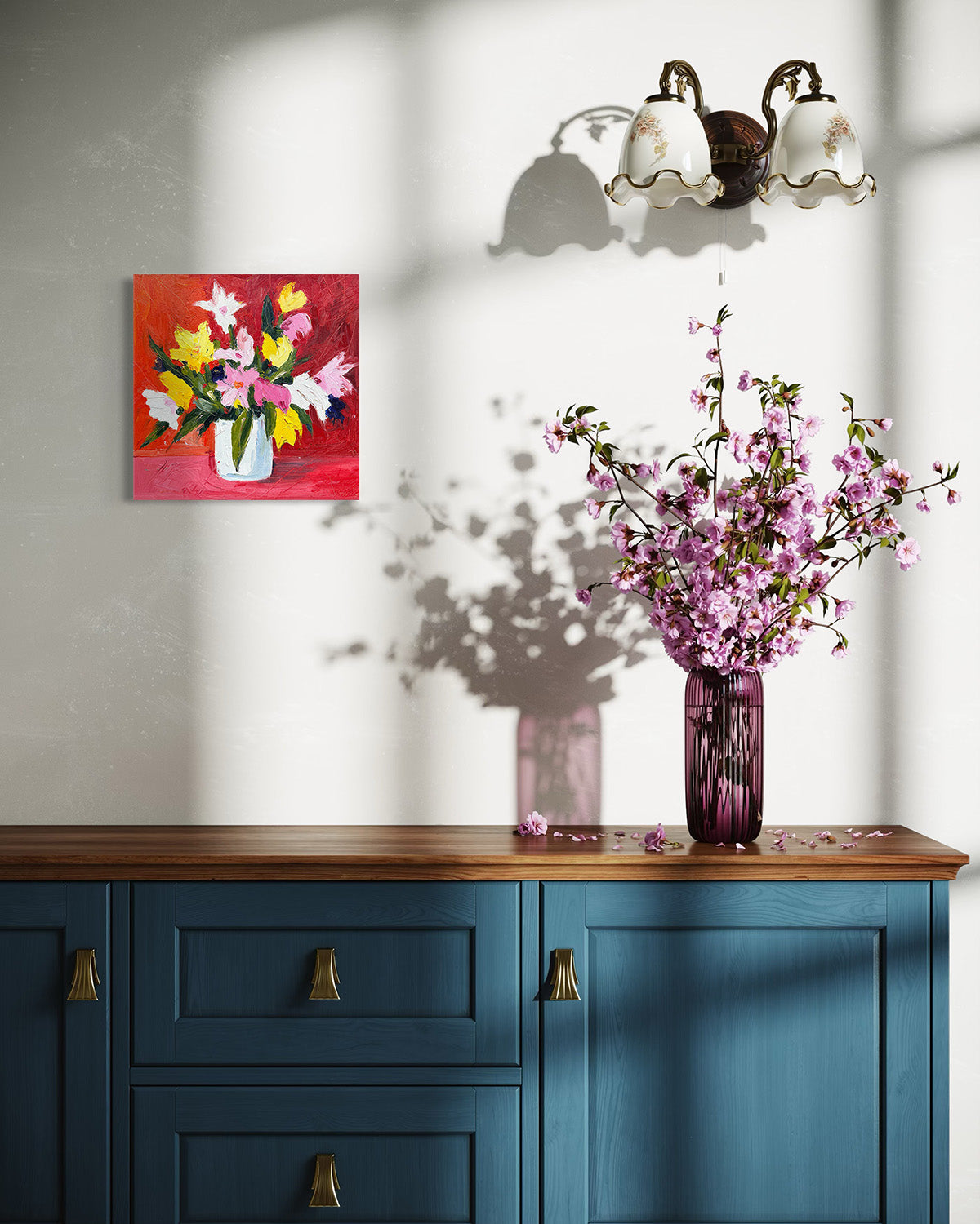 Flowers on a Red Background