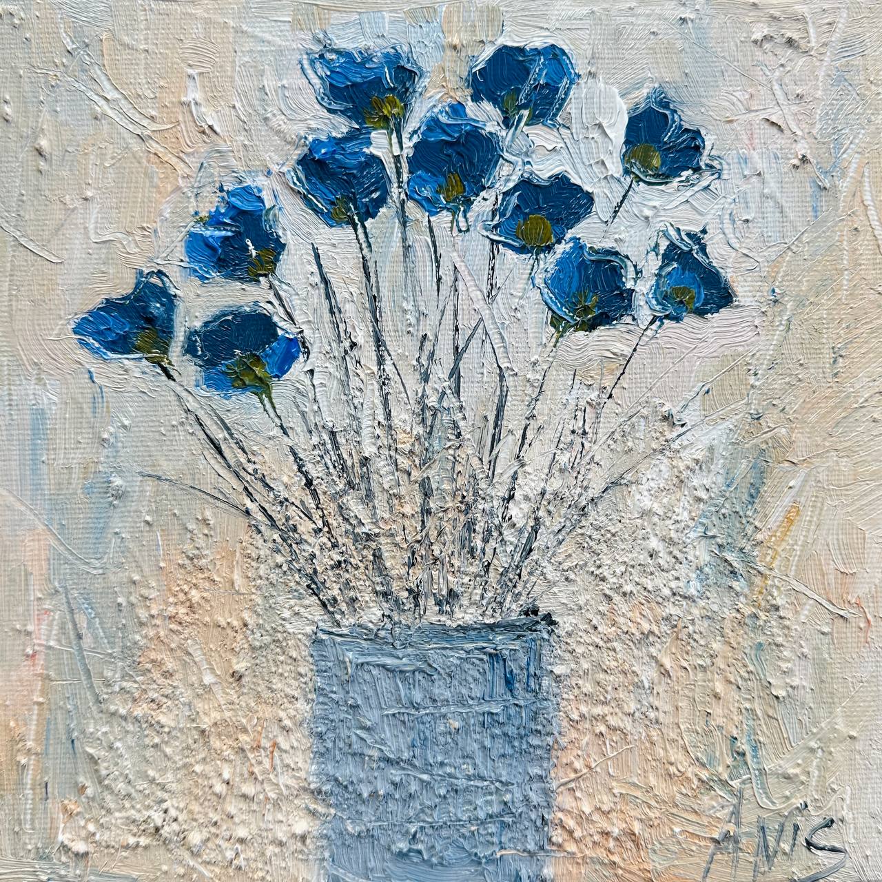 Blue Flowers in a Vase