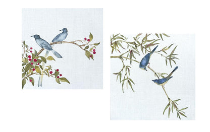 Fleurissant sur fond bleu